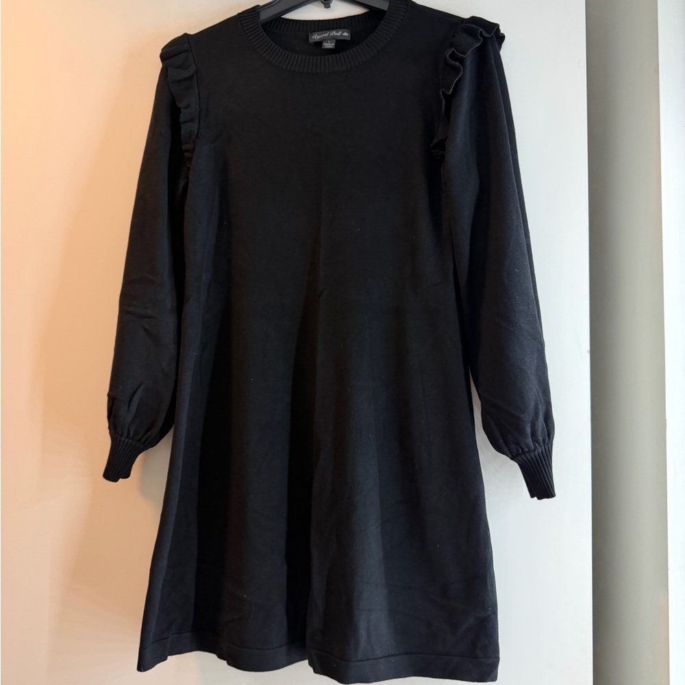 Black Ruffle Sleeve Dress